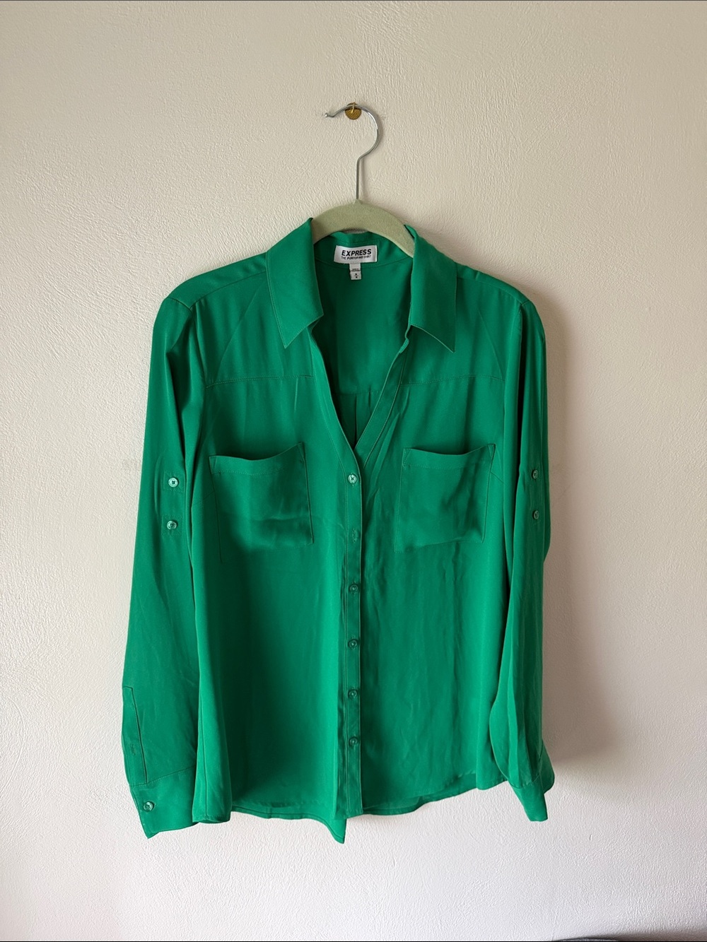 Express Emerald Green Button-Up Shirt